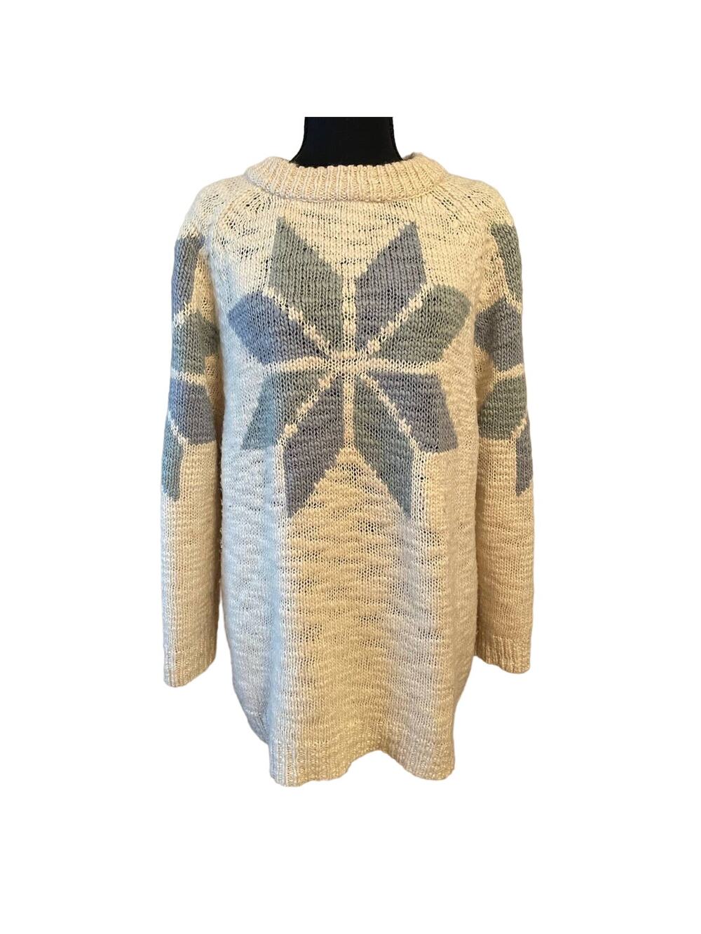TOPSHOP White Cream Blue Snowflake Sweater Size 10